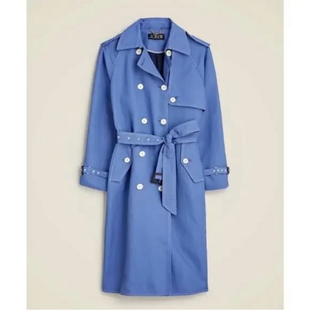 J.Crew | NWT Re-Imagined Blue Belted Trench Coat Double-Breasted | Sz 6P Petite
